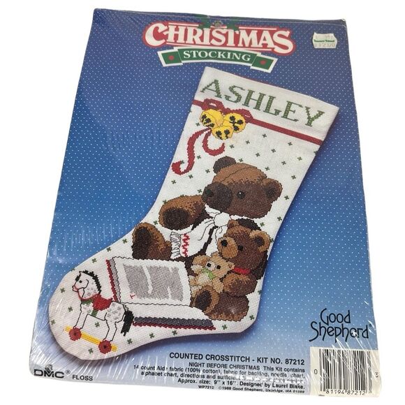 New Vintage Christmas Stocking Cross Stitch Kit Night Before Christmas #87212 - Picture 1 of 6